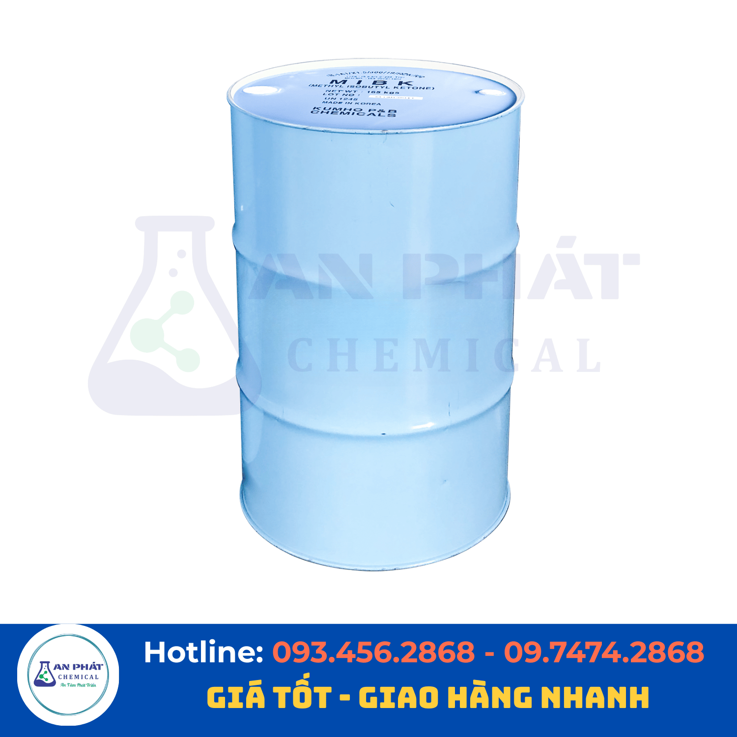 MIBK (Methyl isobutyl ketone) C₆H₁₂O 99% – Hàn Quốc, 165 kg/phuy