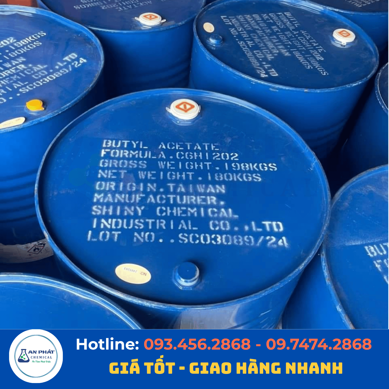 Butyl Acetate C₆H₁₂O₂ 99% – Đài Loan, 180 kg/phuy