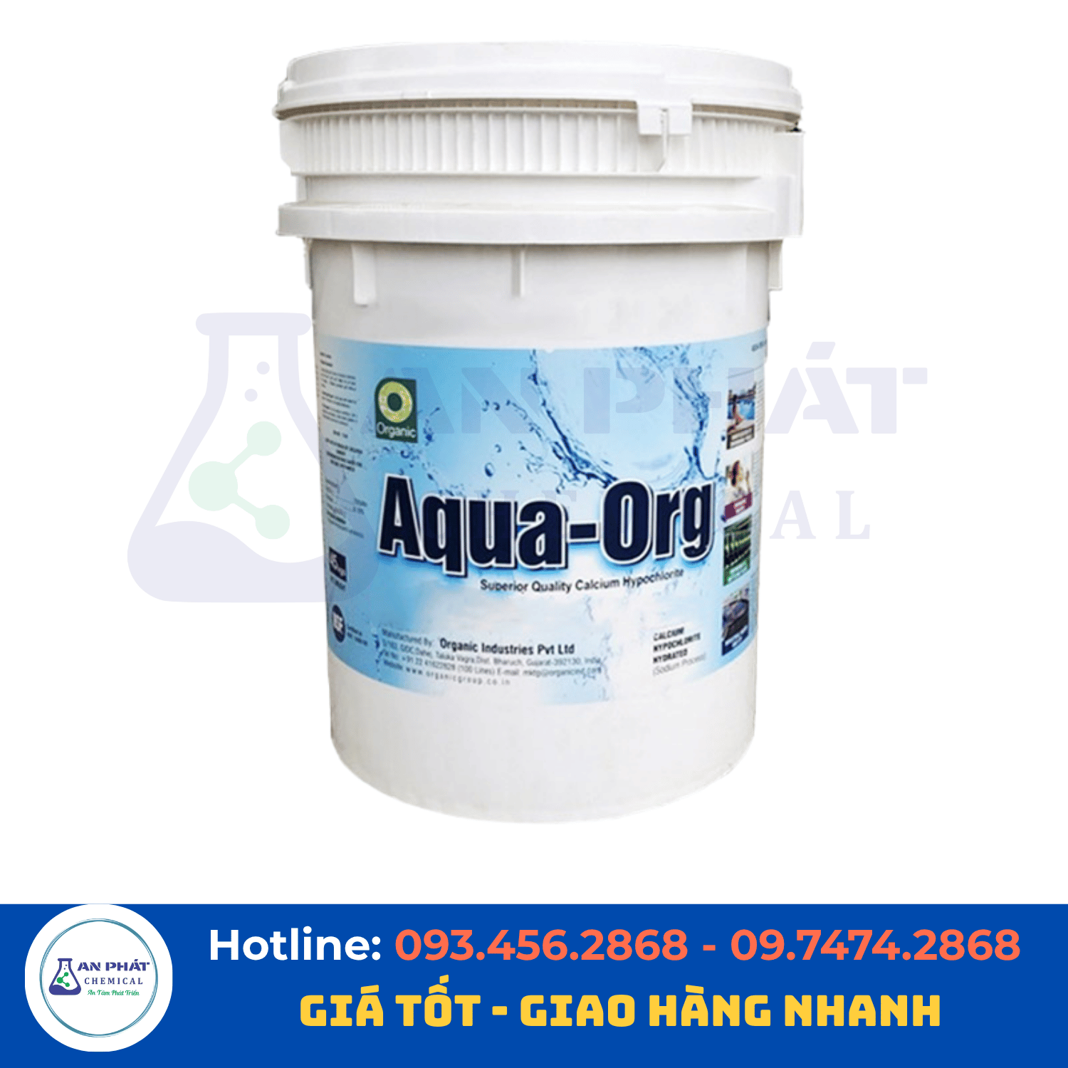 Clorin Aqua-ORG Ca(ClO)₂ 70% – Ấn Độ, 45 kg/thùng