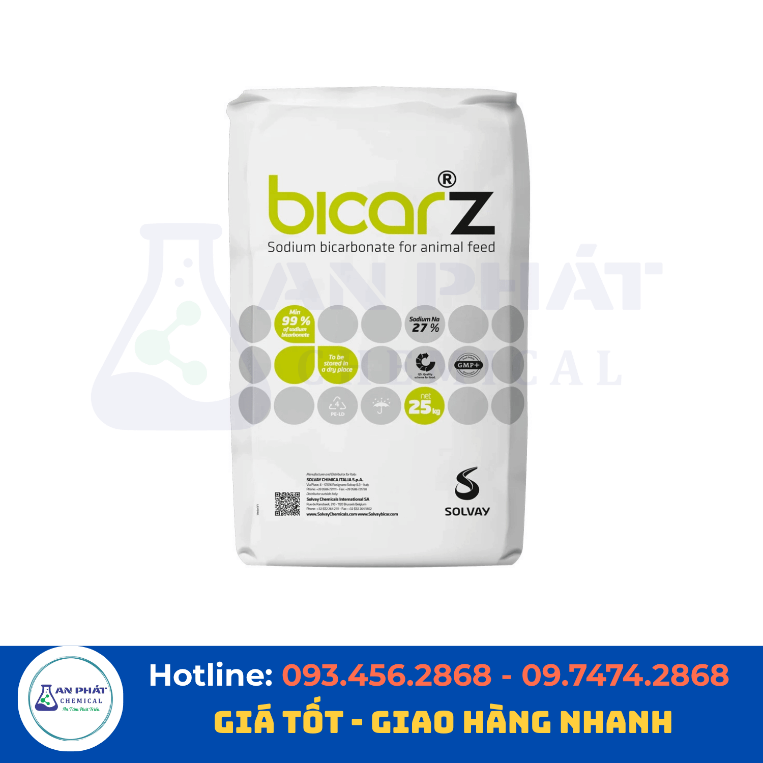 Baking soda (Bicar Z) NaHCO₃ 99% – Trung Quốc, 25 kg/bao