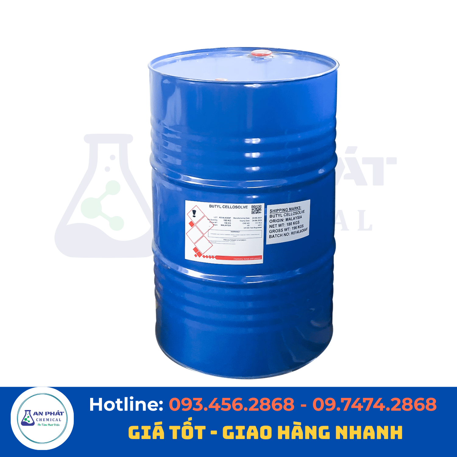 Dung môi Butyl Cellosolve (BCS) C₆H₁₄O₂ 99% – Malaysia, 185 kg/phuy