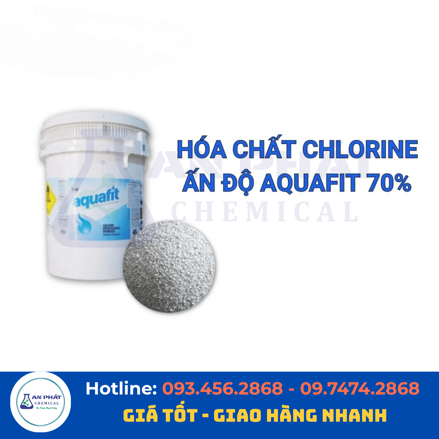 Chlorine Aquafit Ca(ClO)₂ 70% – Ấn Độ, 45 kg/thùng