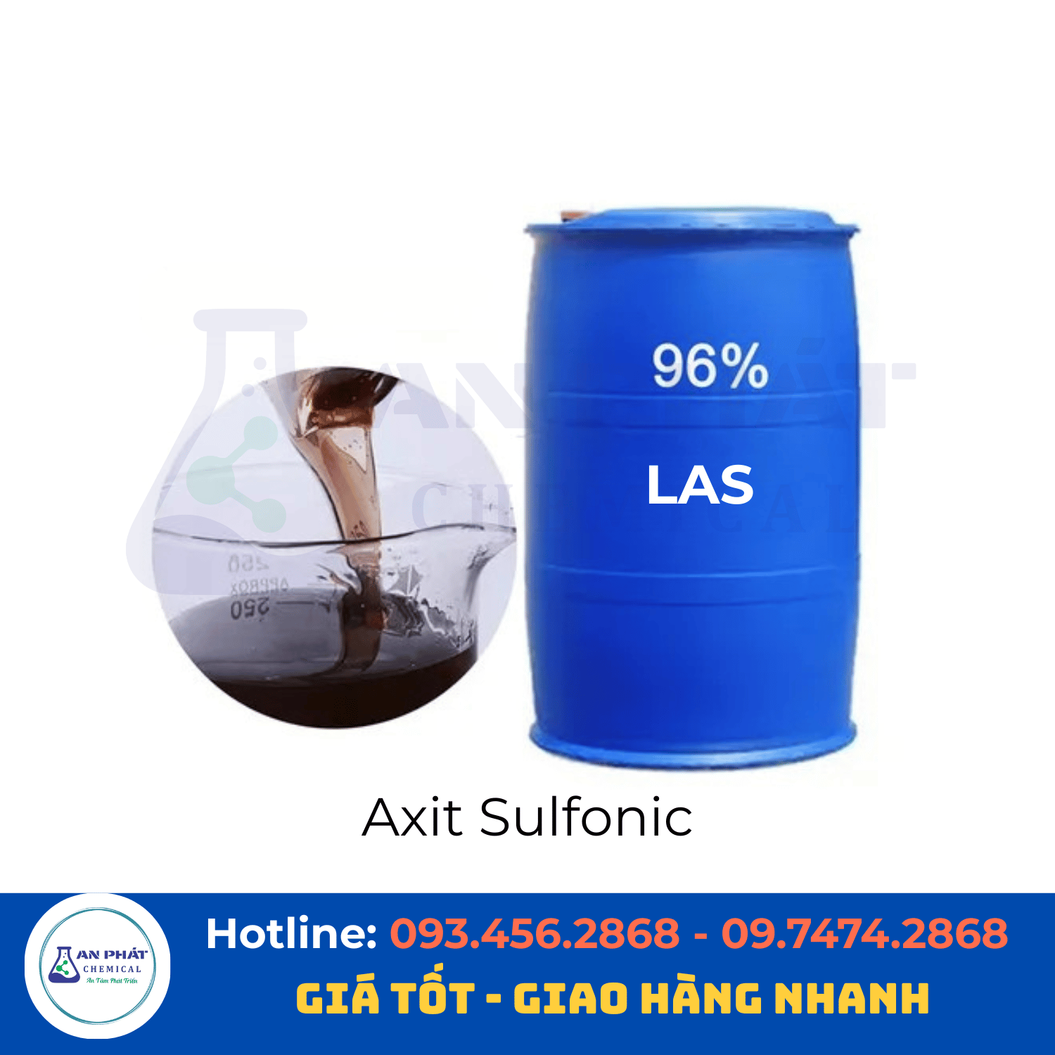 Axit sunfonic LABSA (LAS) C₁₈H₃₀O₃S 96% – Việt Nam, 210 kg/phuy