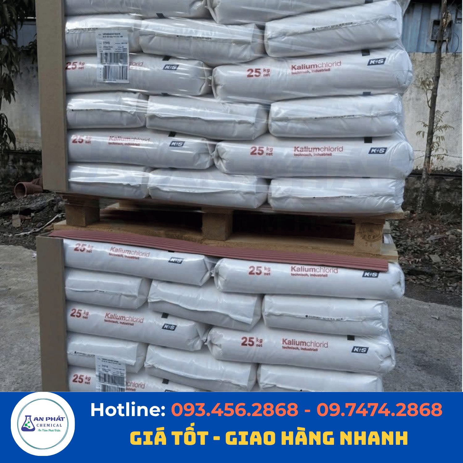 Kali Clorua KCl 99% – Đức, Bao 25kg