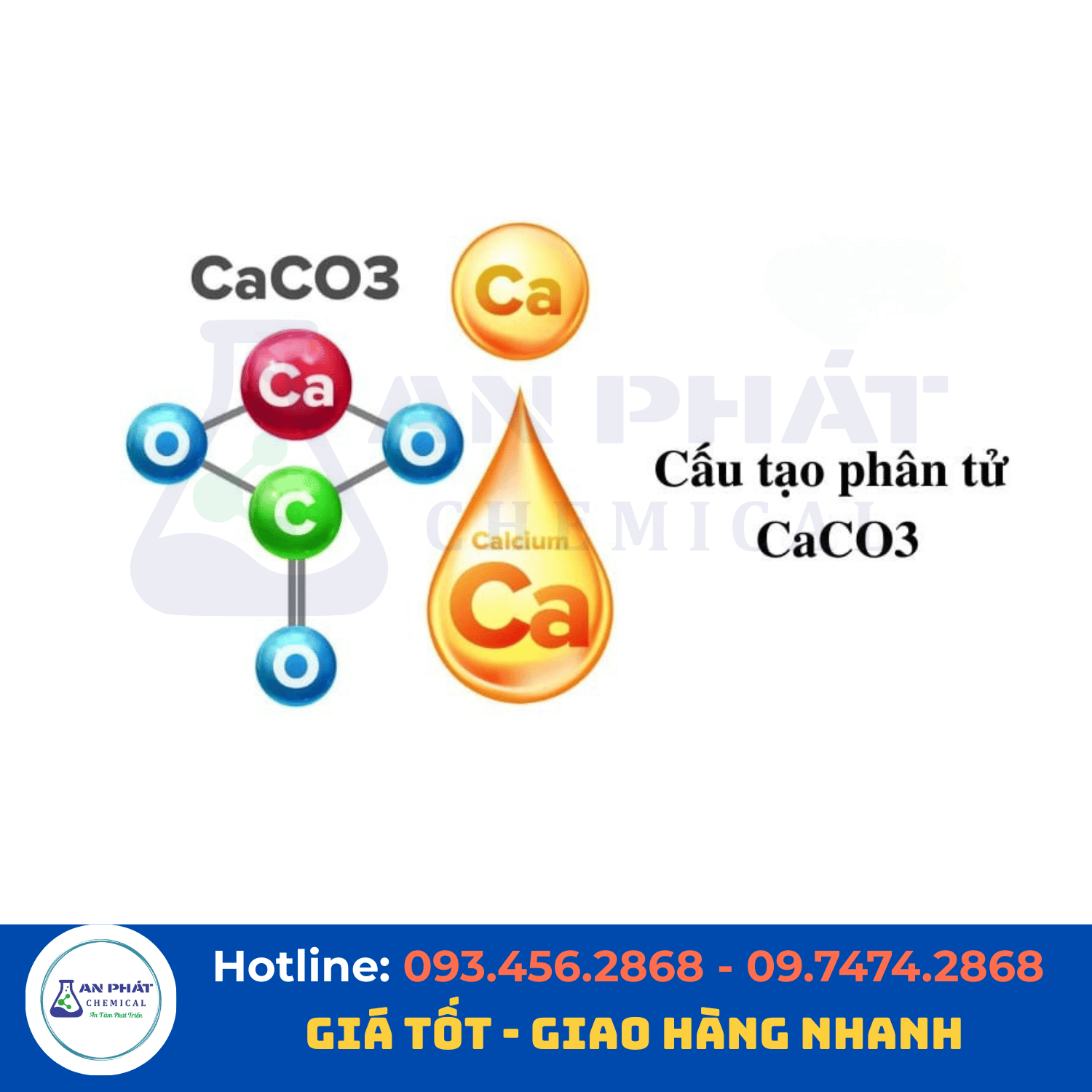 Bột đá canxi cacbonat CaCO₃ 98% – Việt Nam, 25 kg/bao