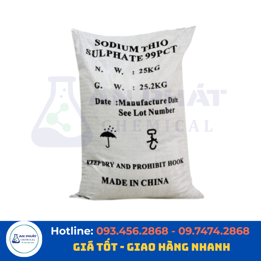 Natri thiosulfat (Hypo) Na₂S₂O₃ 98% – Trung Quốc, 25 kg/bao
