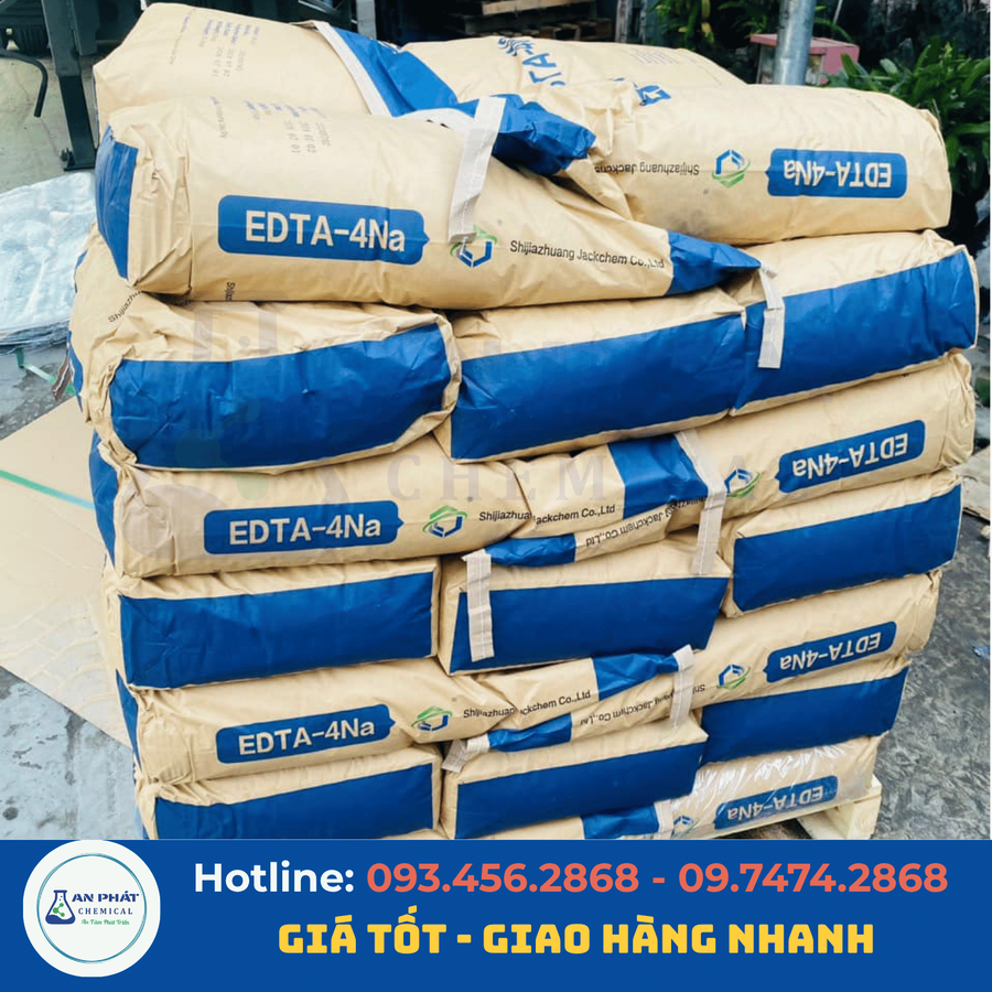 EDTA 4Na C₁₀H₁₂N₂Na₄O₈·4H₂O 99% – Trung Quốc, 25 kg/bao