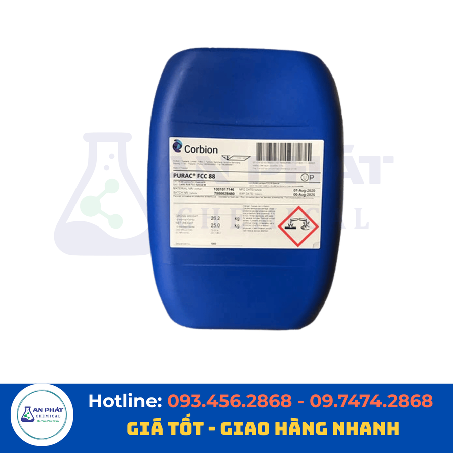 Axit lactic C₃H₆O₃ 88% – Trung Quốc/Thái Lan, 30 kg/can