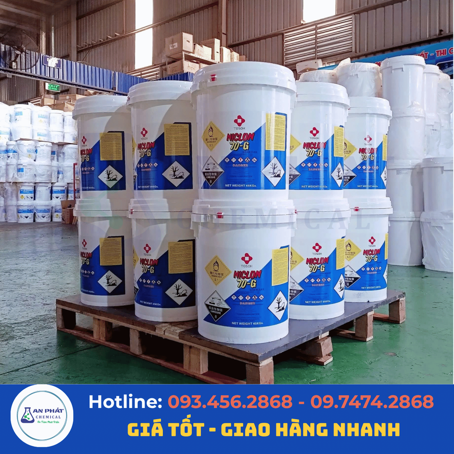 Clorin Niclon Ca(ClO)₂ 70% – Nhật Bản, 45 kg/thùng