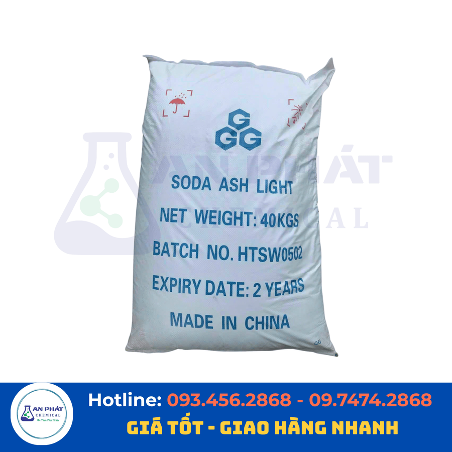 Soda nhẹ (Soda Ash Light) Na₂CO₃ 99% – Trung Quốc, 40 kg/bao
