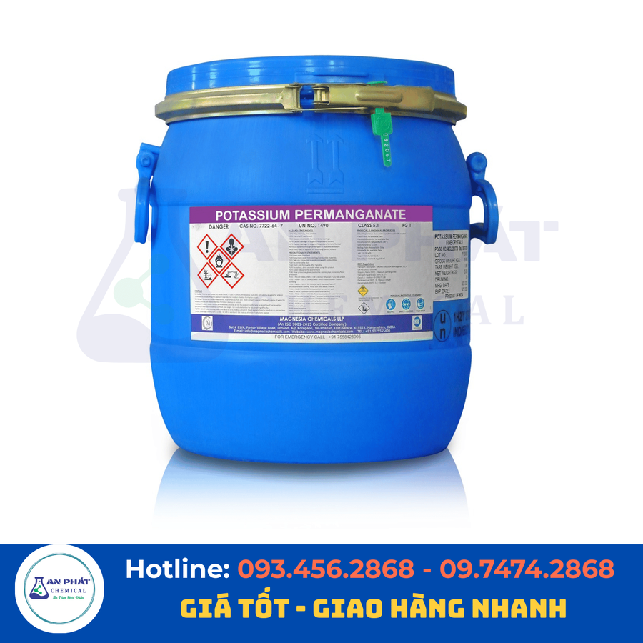 Thuốc tím (Kali permanganat) KMnO₄ 99% – Ấn Độ, thùng 25 kg