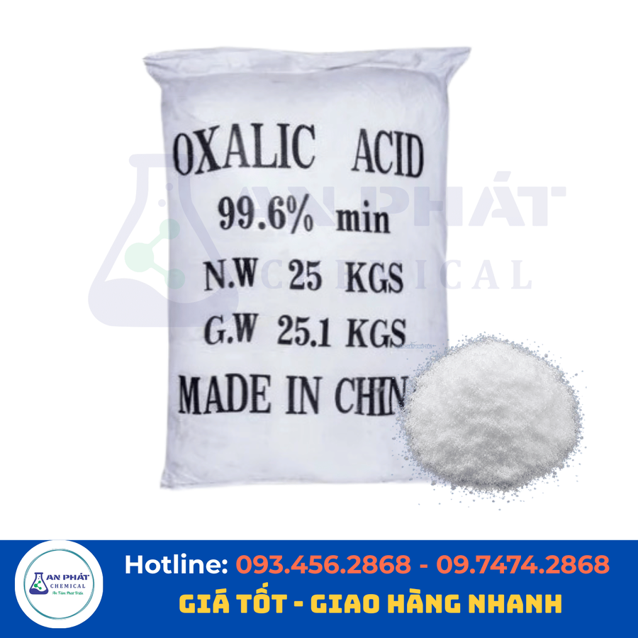 Axit oxalic C₂H₂O₄ 99,6% – Trung Quốc, 25 kg/bao