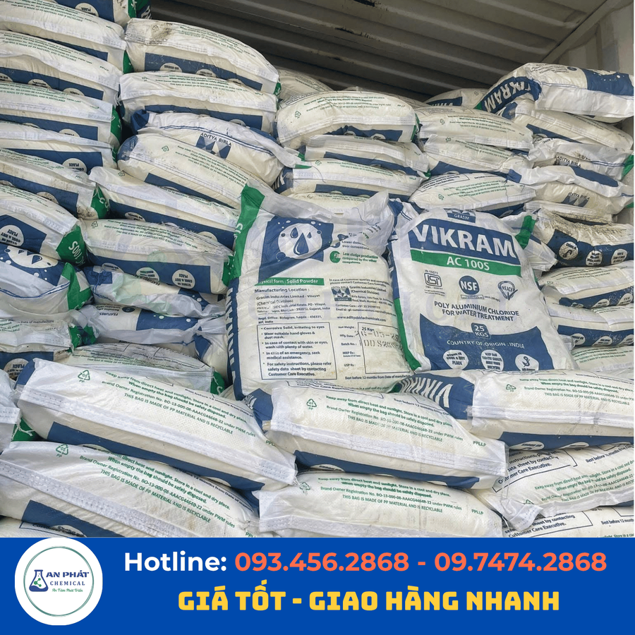 PAC bột Vikram Alₙ(OH)ₘCl₍₃ₙ₋ₘ₎ 31% – Ấn Độ, bao 25 kg