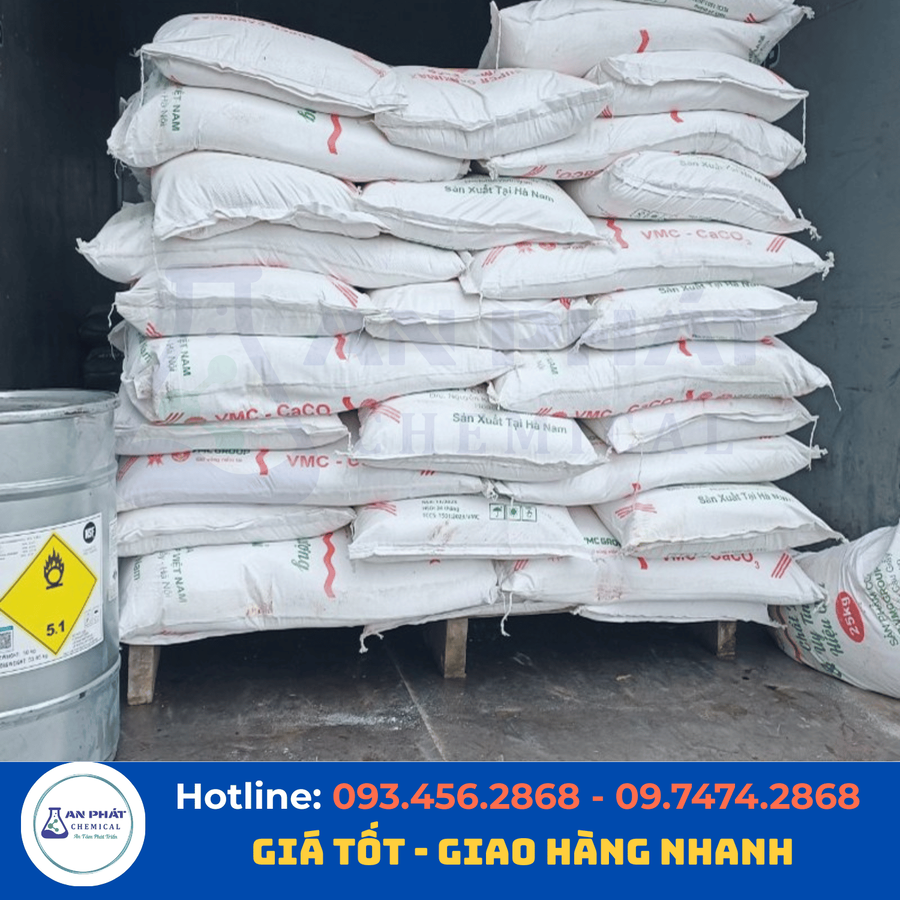 Bột đá canxi cacbonat CaCO₃ 98% – Việt Nam, 25 kg/bao