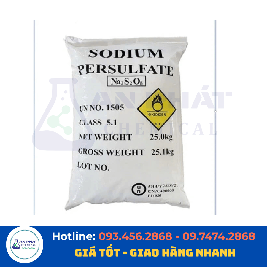 Natri persulfat Na₂S₂O₈ 99% – Nhật Bản/Trung Quốc, 25 kg/bao