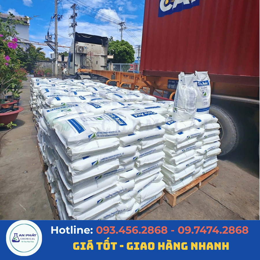 Axit citric C₆H₈O₇ 99,5% – Trung Quốc, 25 kg/bao