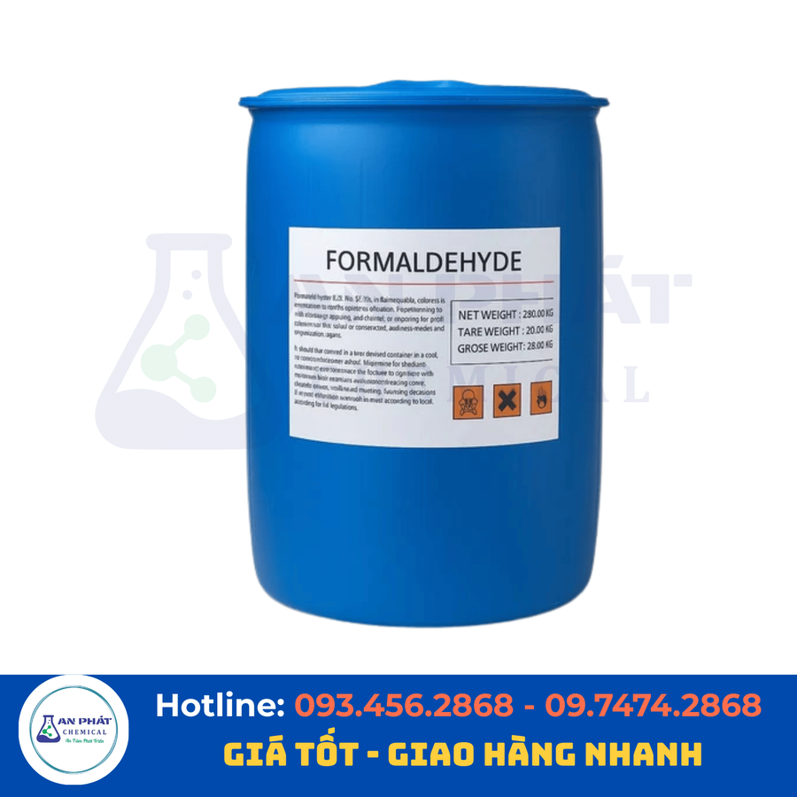 Formalin (Formaldehyde) CH₂O 37% – Việt Nam, 30 kg/can hoặc 220 kg/phuy, ICB