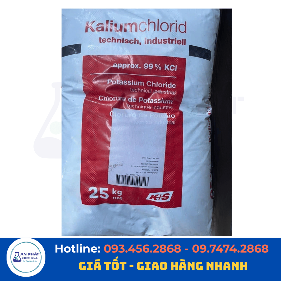 Kali Clorua KCl 99% – Đức, Bao 25kg