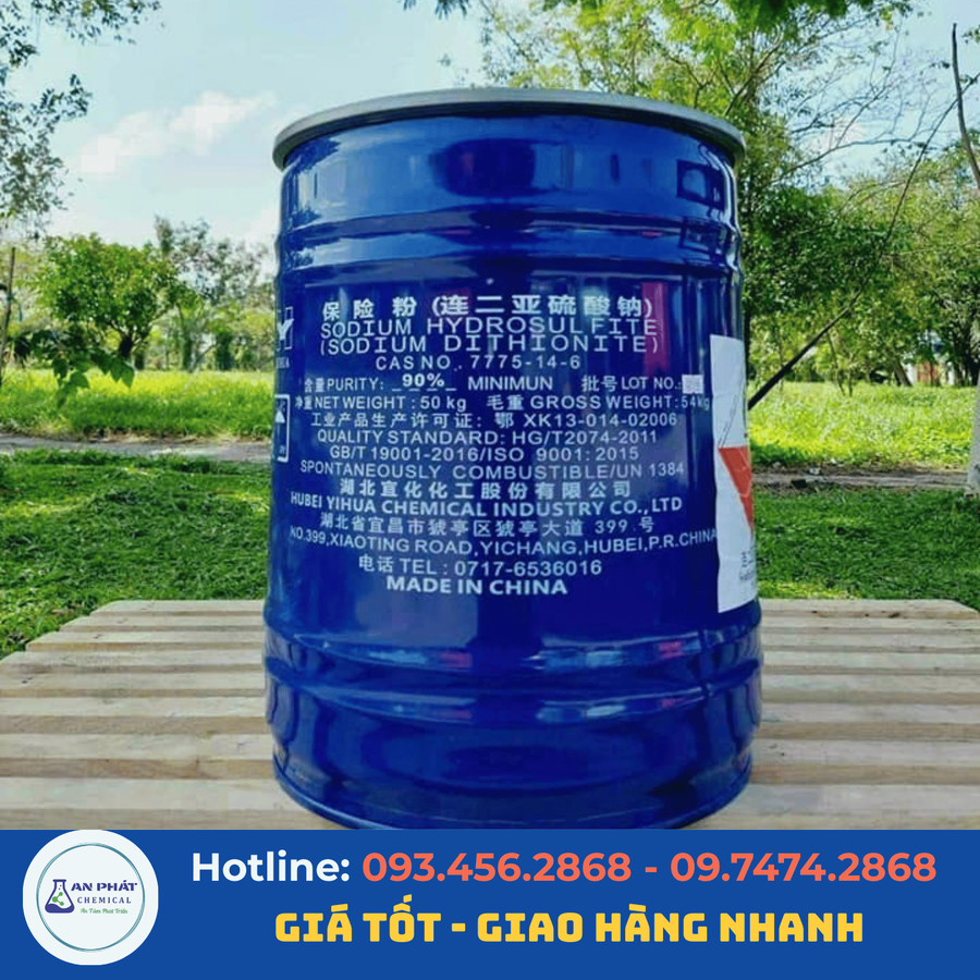 Tẩy đường (Natri hydrosulfit) Na₂S₂O₄ 90% – Trung Quốc, 50 kg/thùng