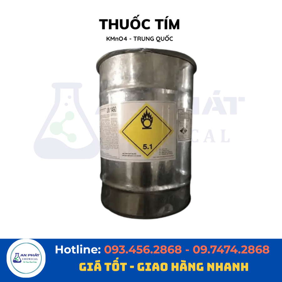 Thuốc tím (Kali permanganat) KMnO₄ 99% – Trung Quốc, thùng 50 kg