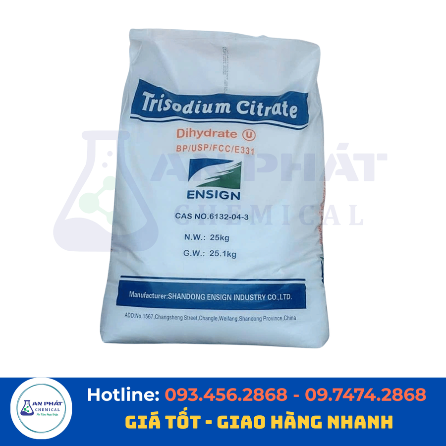 Natri citrat Na₃C₆H₅O₇ 99% – Trung Quốc, 25 kg/bao
