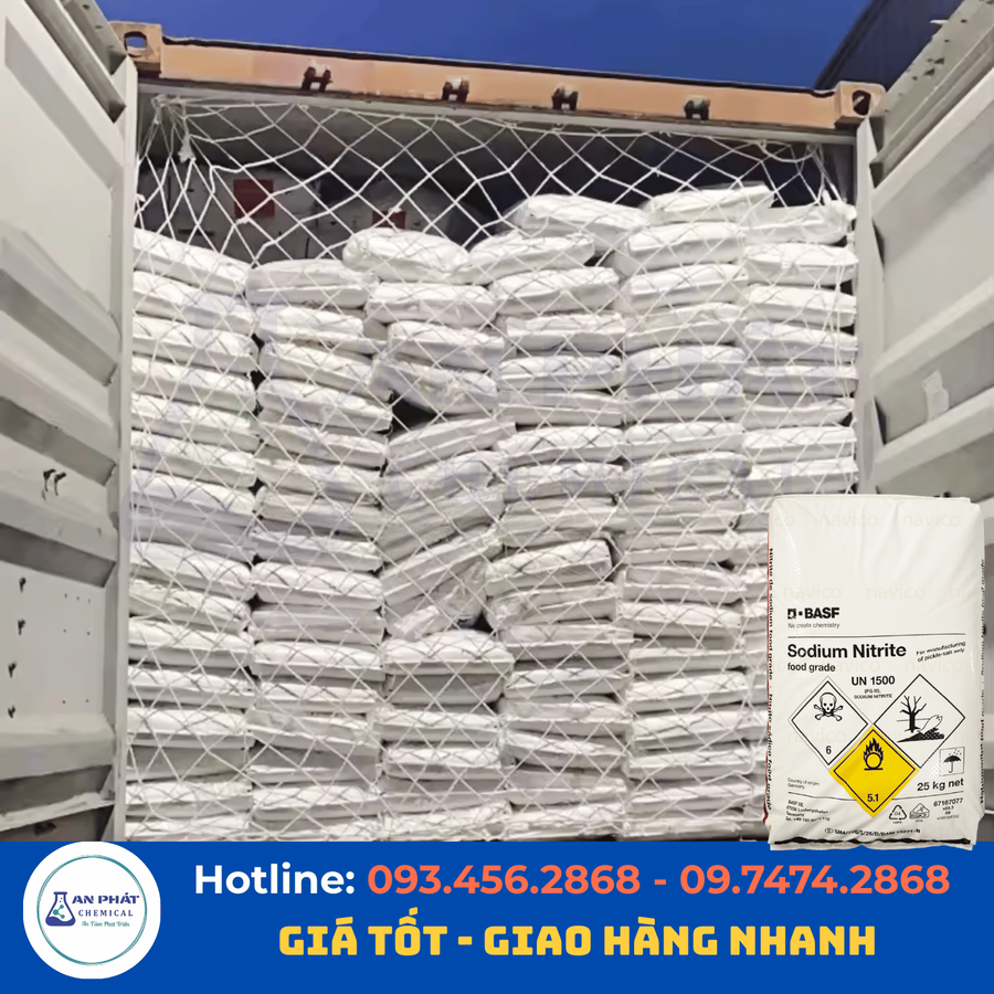 Natri nitrit NaNO₂ 98,5% – Trung Quốc, 25 kg/bao