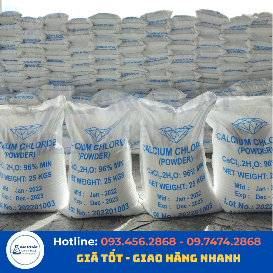 Canxi clorua CaCl₂ 95% – Trung Quốc, 25 kg/bao