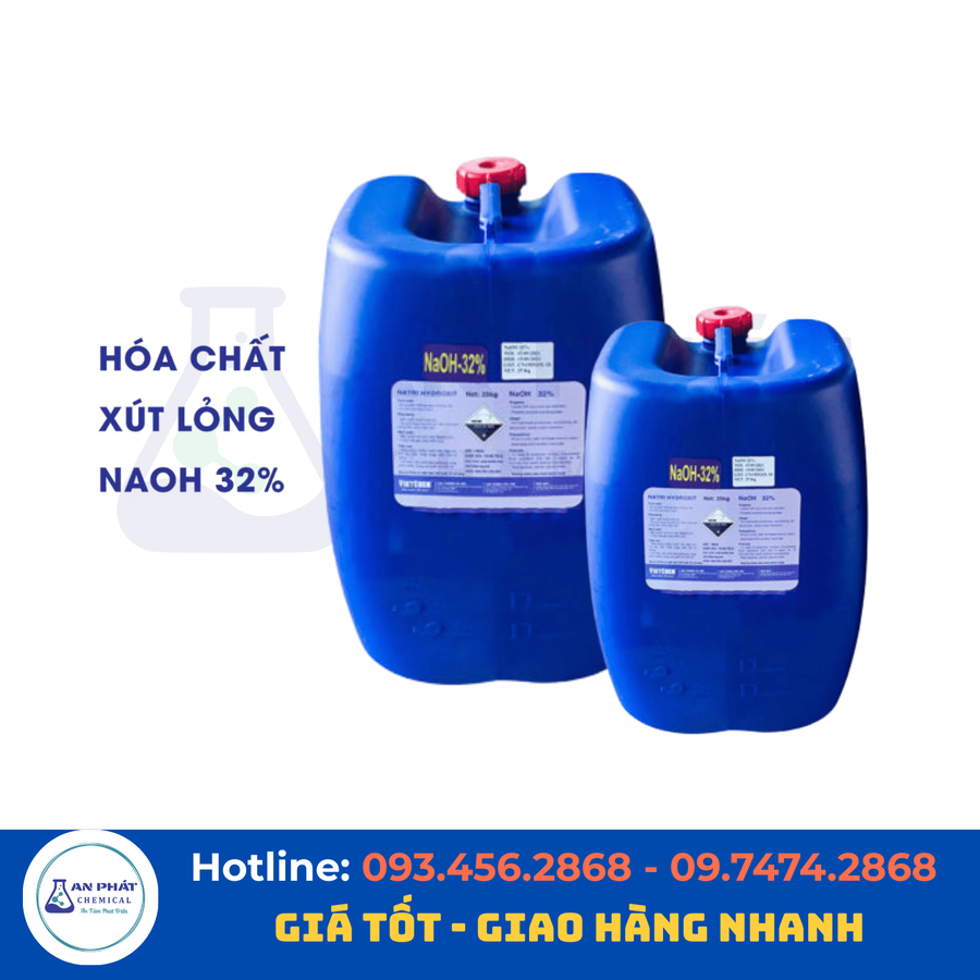 XÚT LỎNG NaOH 20–50% – VIỆT NAM, 280 KG/PHUY, 1 TẤN/TANK HOẶC XE BỒN