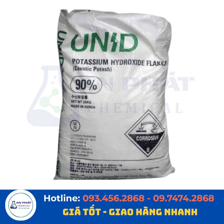 Potassium hydroxide KOH 90% – Hàn Quốc, 25 kg/bao