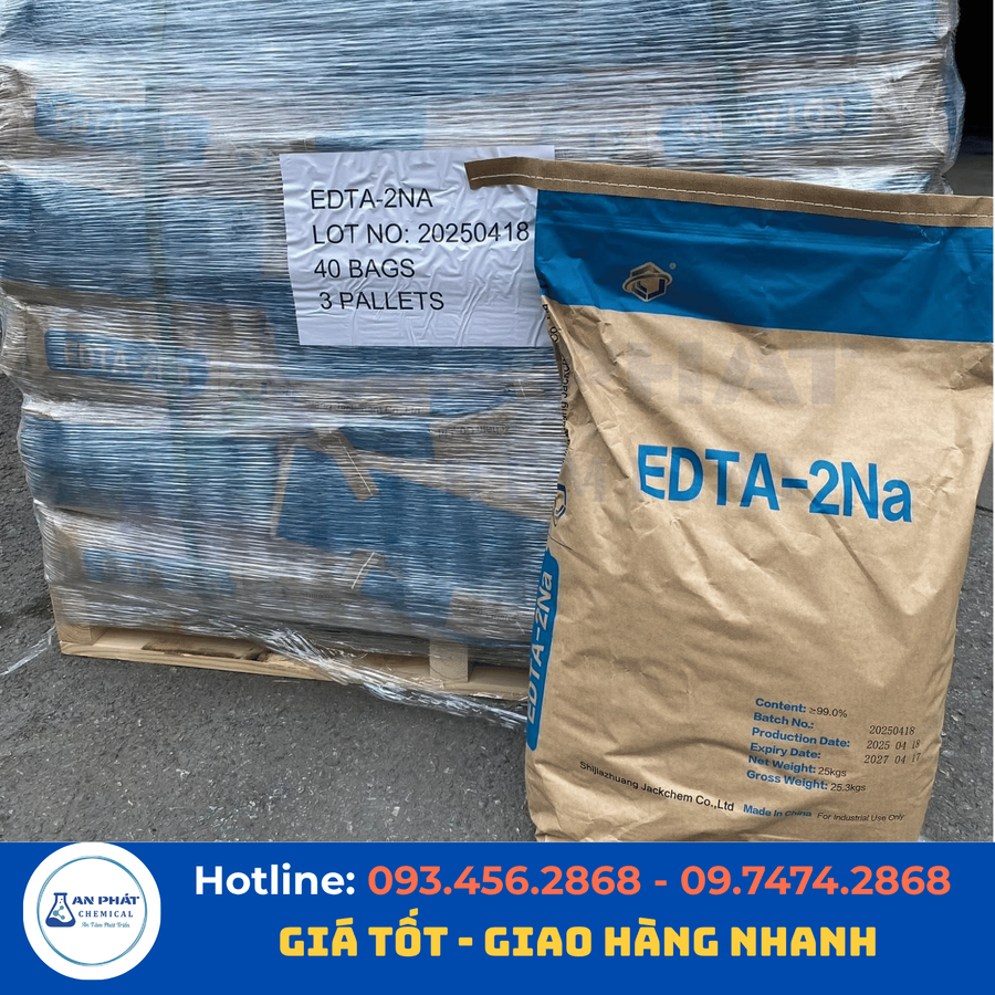 EDTA 2Na C₁₀H₁₄N₂Na₂O₈·2H₂O 99% – Trung Quốc, 25 kg/bao