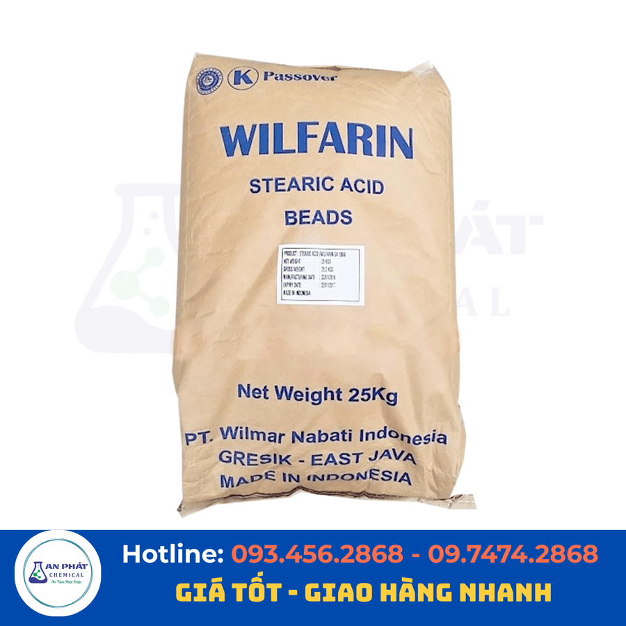 Axit stearic C₁₇H₃₅COOH 99% – Indonesia, 25 kg/bao