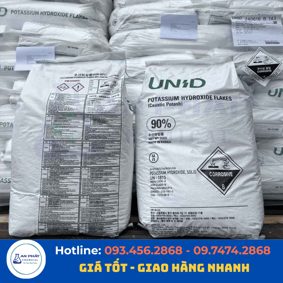 Potassium hydroxide KOH 90% – Hàn Quốc, 25 kg/bao