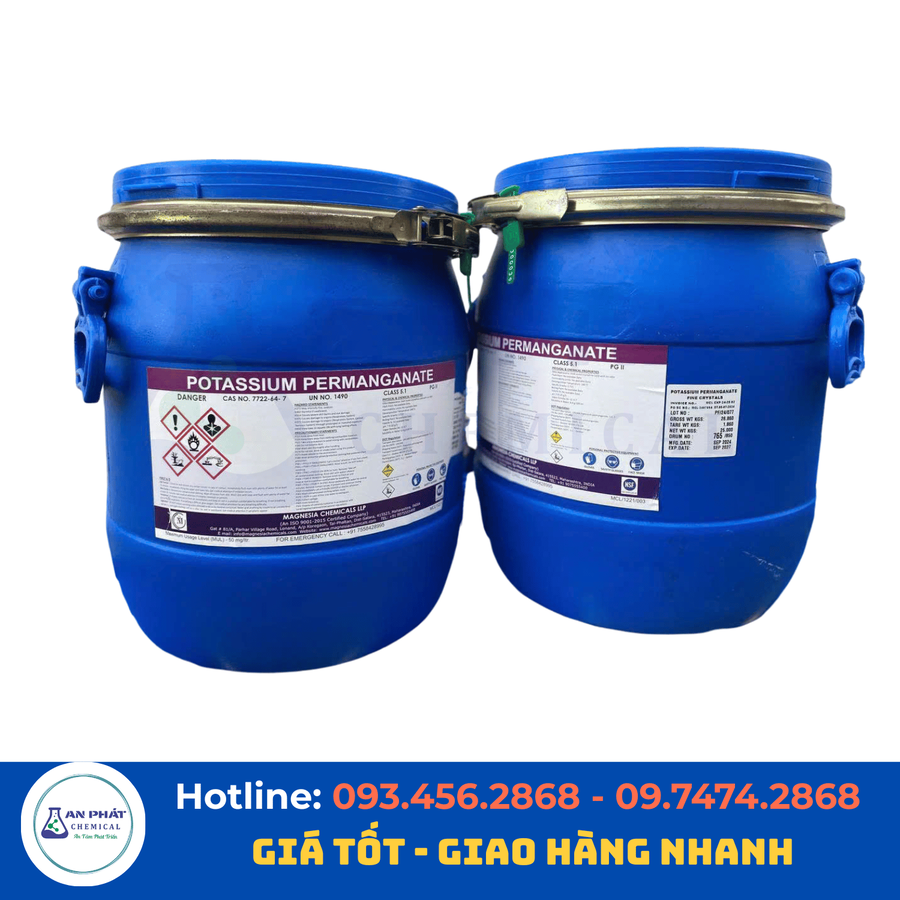 Thuốc tím (Kali permanganat) KMnO₄ 99% – Ấn Độ, thùng 25 kg
