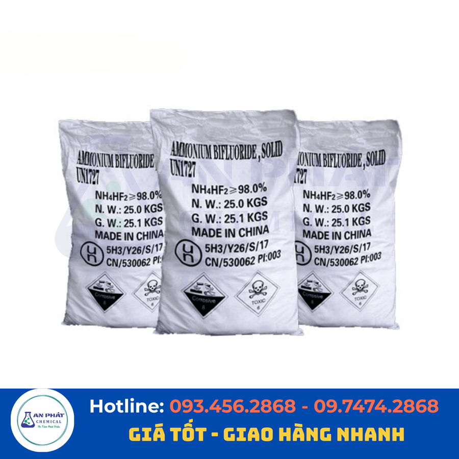 Amoni biflorua NH₄HF₂ 98% – Trung Quốc, 25 kg/bao