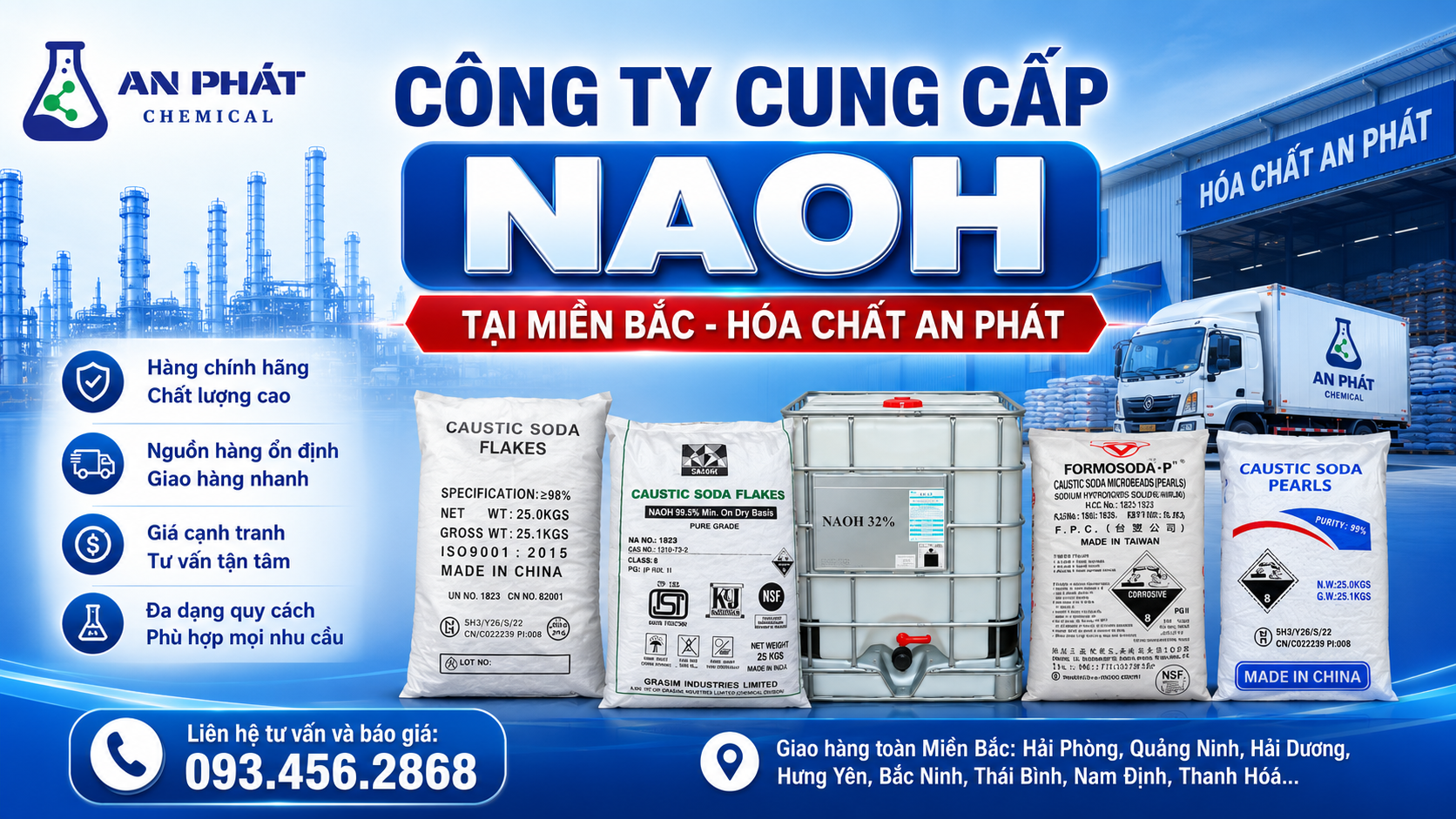 Xút NaOH là gì? Các loại xút công nghiệp đang được phân phối