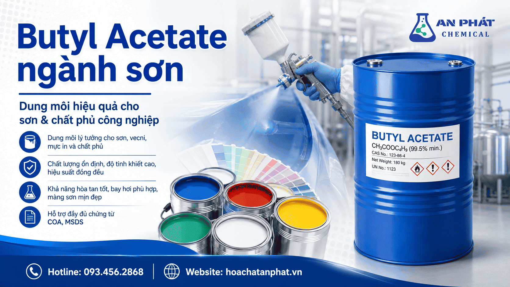 Butyl Acetate cho ngành sơn, bao bì, đóng tàu và sản xuất tại Hải Phòng
