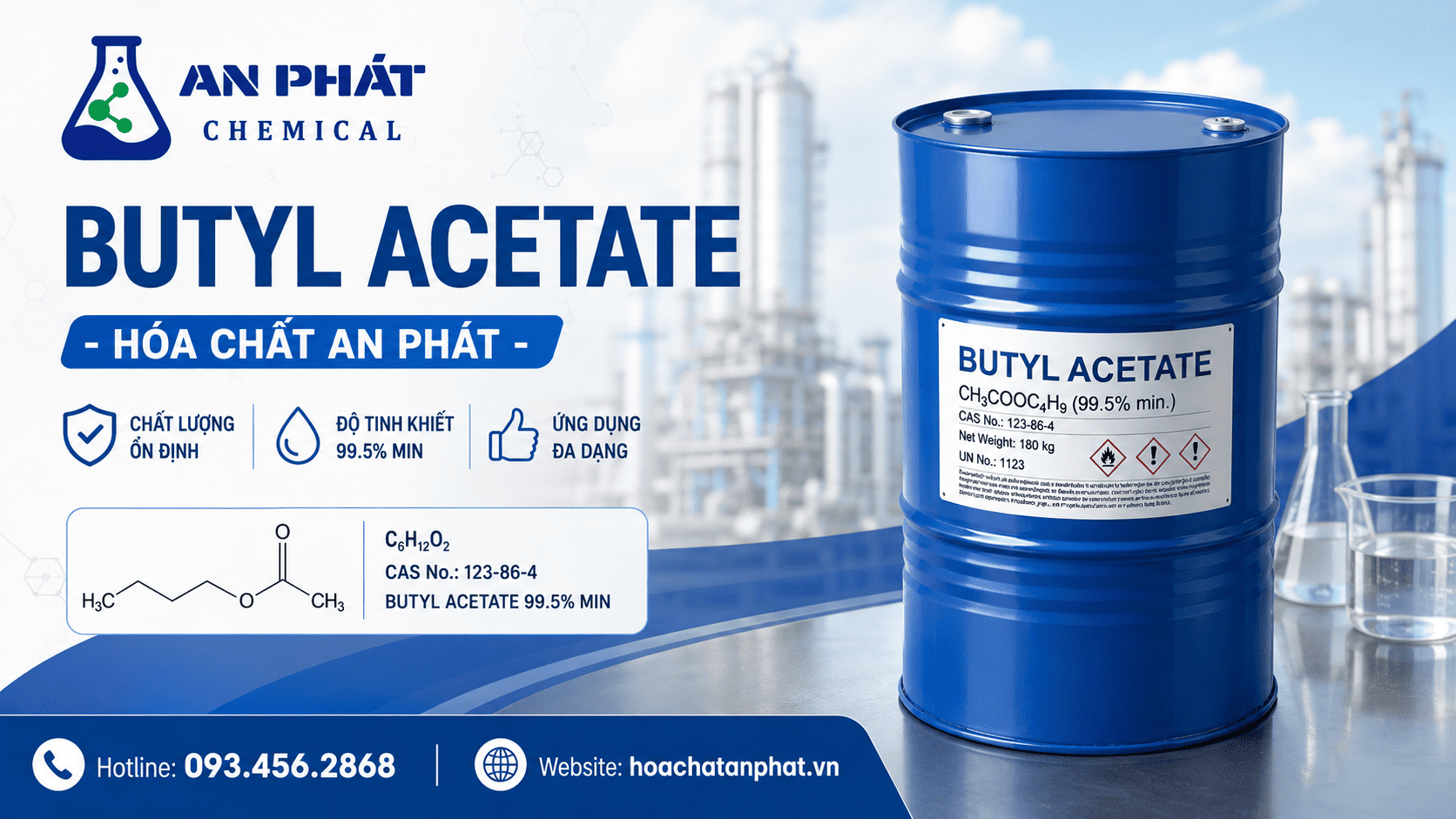 Thông số kỹ thuật của Butyl Acetate công nghiệp cần kiểm tra khi mua