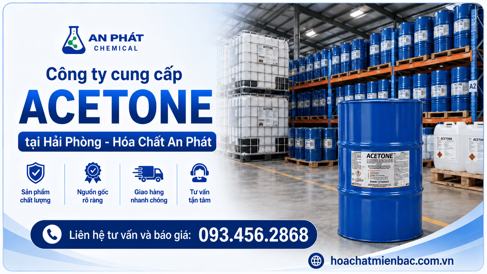 Tổng kho Acetone tại Hải Phòng – Luôn sẵn hàng số lượng lớn