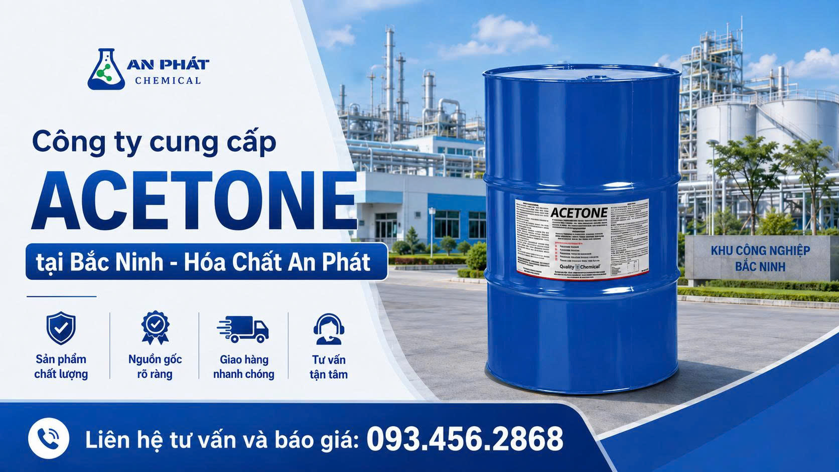 Nhà phân phối Acetone cho doanh nghiệp FDI tại Bắc Ninh