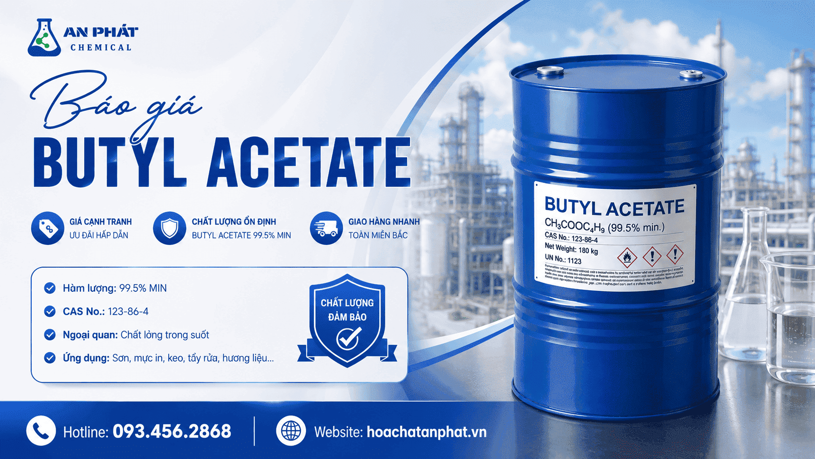 Báo giá Butyl Acetate tại Thái Nguyên – Tư vấn quy cách phù hợp