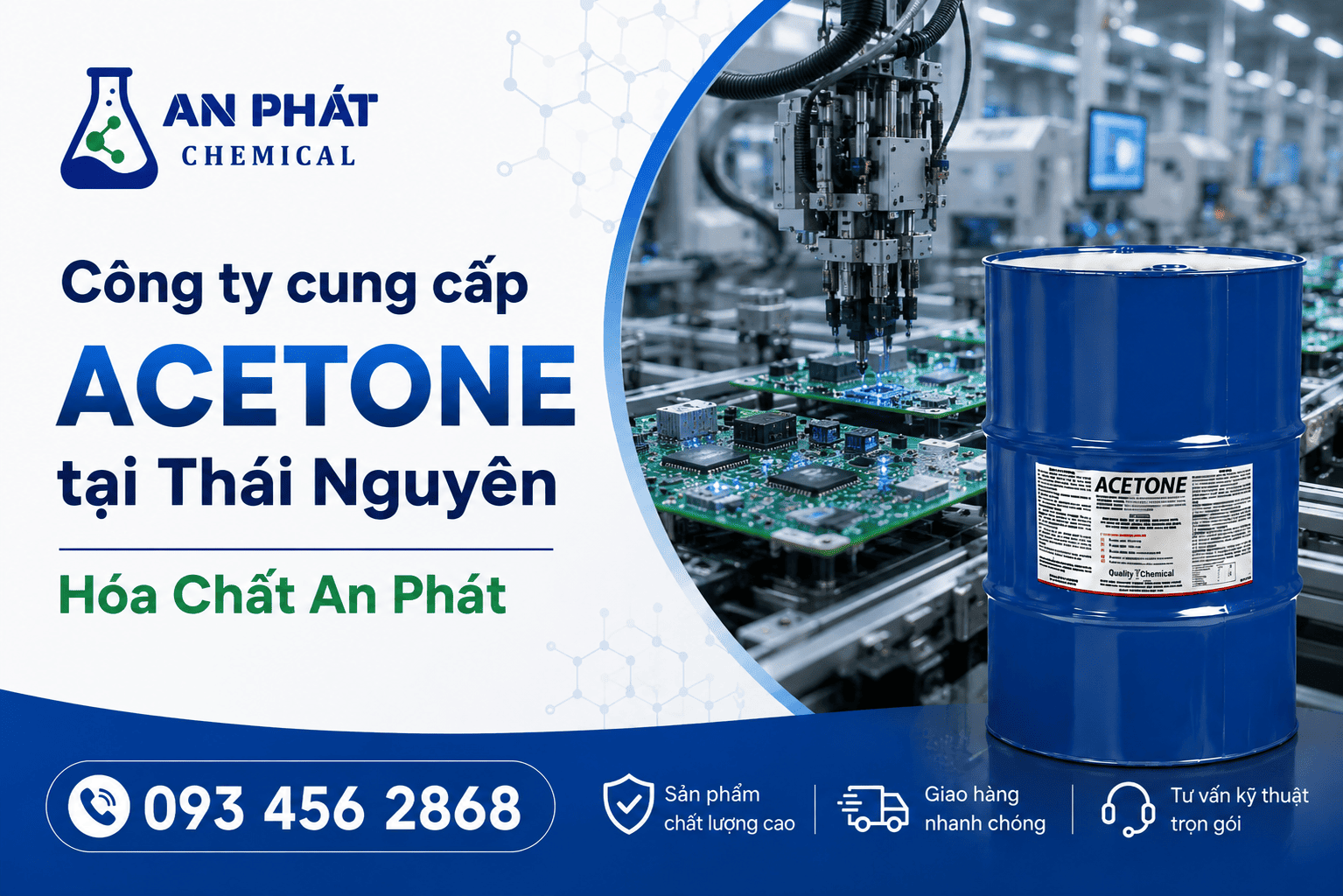 Cung cấp Acetone tại Thái Nguyên cho doanh nghiệp điện tử