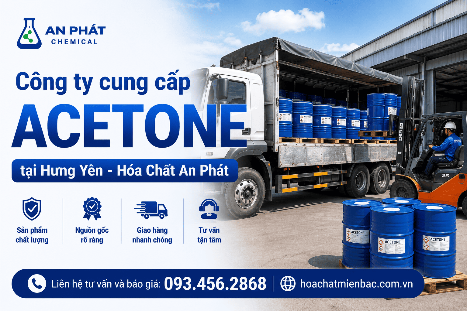 Nhà phân phối Acetone tại Hưng Yên cho khách hàng công nghiệp