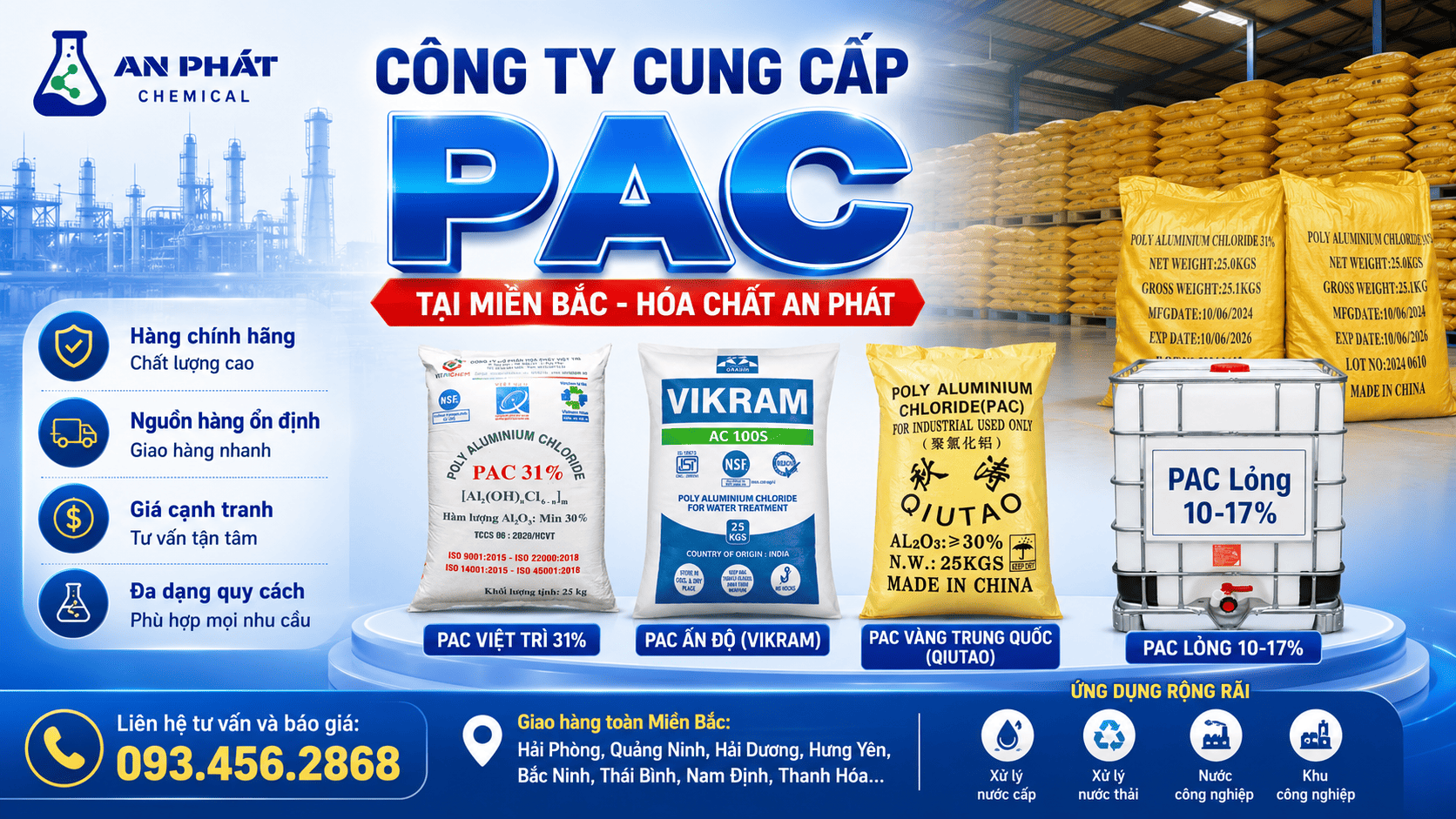 Công ty cung cấp chất trợ lắng PAC tại miền Bắc